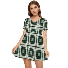 Pattern-design-texture-fashion Tiered Short Sleeve Mini Dress