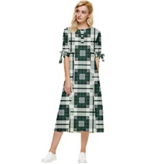 Pattern-design-texture-fashion Bow Sleeve Chiffon Midi Dress