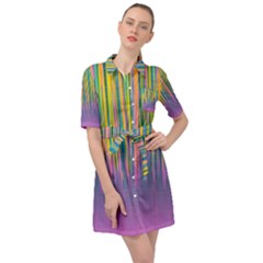 Background-colorful-texture-bright Belted Shirt Dress by Sudhe