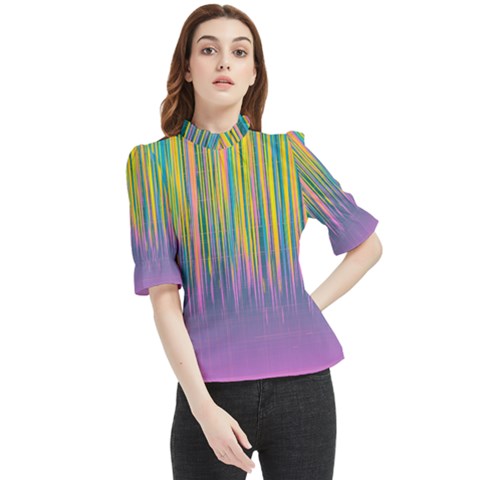 Background-colorful-texture-bright Frill Neck Blouse by Sudhe