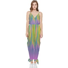 Background-colorful-texture-bright Sleeveless Tie Ankle Jumpsuit by Sudhe