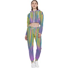 Background-colorful-texture-bright Cropped Zip Up Lounge Set