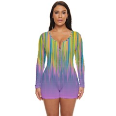 Background-colorful-texture-bright Long Sleeve Boyleg Swimsuit