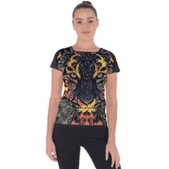 Tiger-predator-abstract-feline Short Sleeve Sports Top  by Sudhe