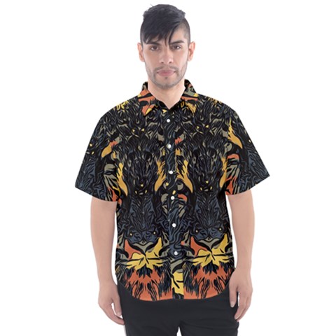 Tiger-predator-abstract-feline Men s Short Sleeve Shirt by Sudhe