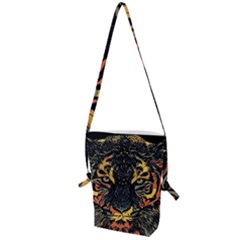 Tiger-predator-abstract-feline Folding Shoulder Bag by Sudhe