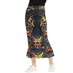 Tiger-predator-abstract-feline Maxi Fishtail Chiffon Skirt by Sudhe