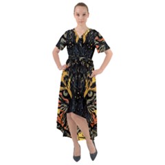 Tiger-predator-abstract-feline Front Wrap High Low Dress