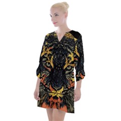 Tiger-predator-abstract-feline Open Neck Shift Dress