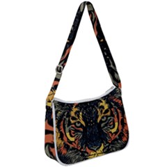 Tiger-predator-abstract-feline Zip Up Shoulder Bag by Sudhe