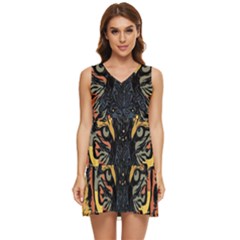 Tiger-predator-abstract-feline Tiered Sleeveless Mini Dress by Sudhe