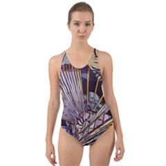 Abstract-drawing-design-modern Cut-out Back One Piece Swimsuit by Sudhe