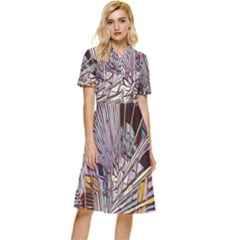 Abstract-drawing-design-modern Button Top Knee Length Dress by Sudhe