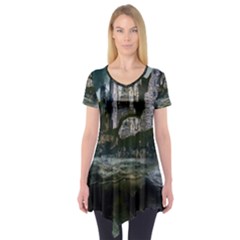 Sea-island-castle-landscape Short Sleeve Tunic  by Sudhe