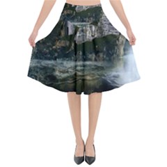 Sea-island-castle-landscape Flared Midi Skirt by Sudhe