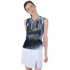 Sea-island-castle-landscape Women s Sleeveless Sports Top by Sudhe