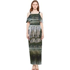 Sea-island-castle-landscape Draped Sleeveless Chiffon Jumpsuit by Sudhe