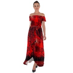 Planet-hell-hell-mystical-fantasy Off Shoulder Open Front Chiffon Dress by Sudhe