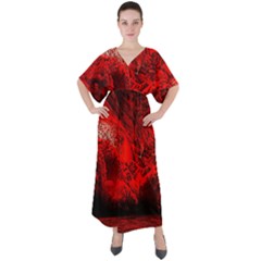 Planet-hell-hell-mystical-fantasy V-neck Boho Style Maxi Dress by Sudhe