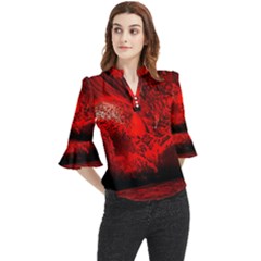 Planet-hell-hell-mystical-fantasy Loose Horn Sleeve Chiffon Blouse