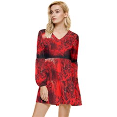 Planet-hell-hell-mystical-fantasy Tiered Long Sleeve Mini Dress