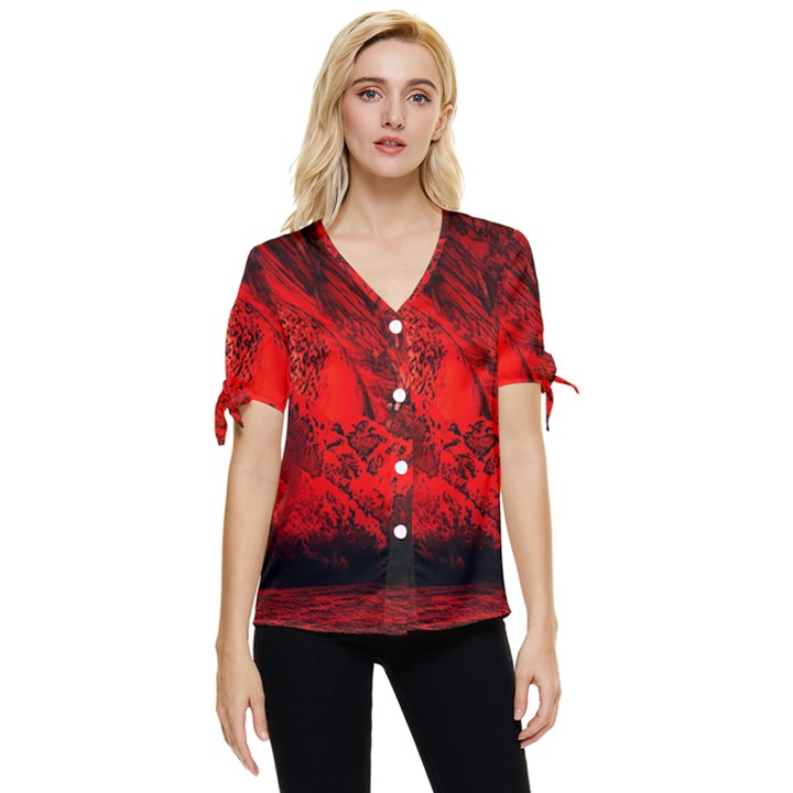 Planet-hell-hell-mystical-fantasy Bow Sleeve Button Up Top