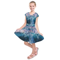 Sea-waves-ocean-water-beach-surf Kids  Short Sleeve Dress