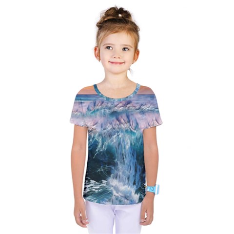 Sea-waves-ocean-water-beach-surf Kids  One Piece Tee by Sudhe