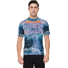 Sea-waves-ocean-water-beach-surf Men s Short Sleeve Rash Guard