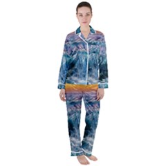 Sea-waves-ocean-water-beach-surf Satin Long Sleeve Pajamas Set by Sudhe