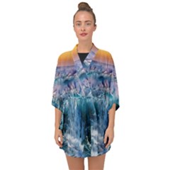 Sea-waves-ocean-water-beach-surf Half Sleeve Chiffon Kimono by Sudhe