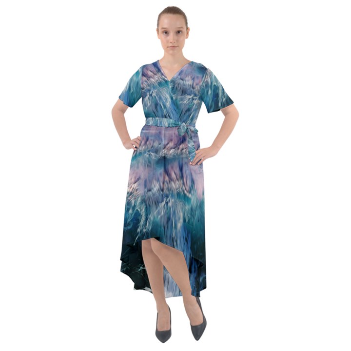 Sea-waves-ocean-water-beach-surf Front Wrap High Low Dress