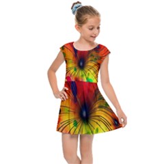 Color-background-structure-lines Kids  Cap Sleeve Dress by Sudhe