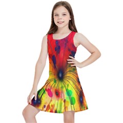 Color-background-structure-lines Kids  Lightweight Sleeveless Dress