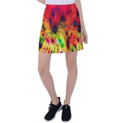 Color-background-structure-lines Tennis Skirt by Sudhe