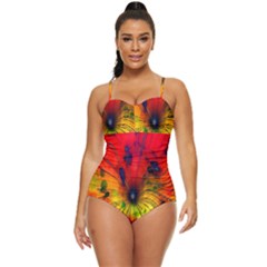 Color-background-structure-lines Retro Full Coverage Swimsuit