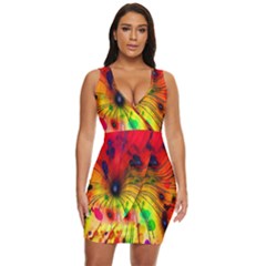 Color-background-structure-lines Draped Bodycon Dress by Sudhe