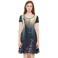 Apocalypse-post-apocalyptic Inside Out Cap Sleeve Dress by Sudhe