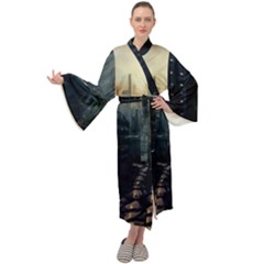 Apocalypse-post-apocalyptic Maxi Velour Kimono by Sudhe