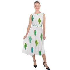 Funny Cacti With Muzzles Midi Tie-back Chiffon Dress by SychEva