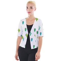 Funny Cacti With Muzzles Cropped Button Cardigan by SychEva