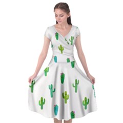 Funny Cacti With Muzzles Cap Sleeve Wrap Front Dress by SychEva