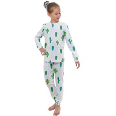 Funny Cacti With Muzzles Kids  Long Sleeve Set  by SychEva