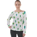 Funny Cacti With Muzzles Off Shoulder Long Sleeve Velour Top View1