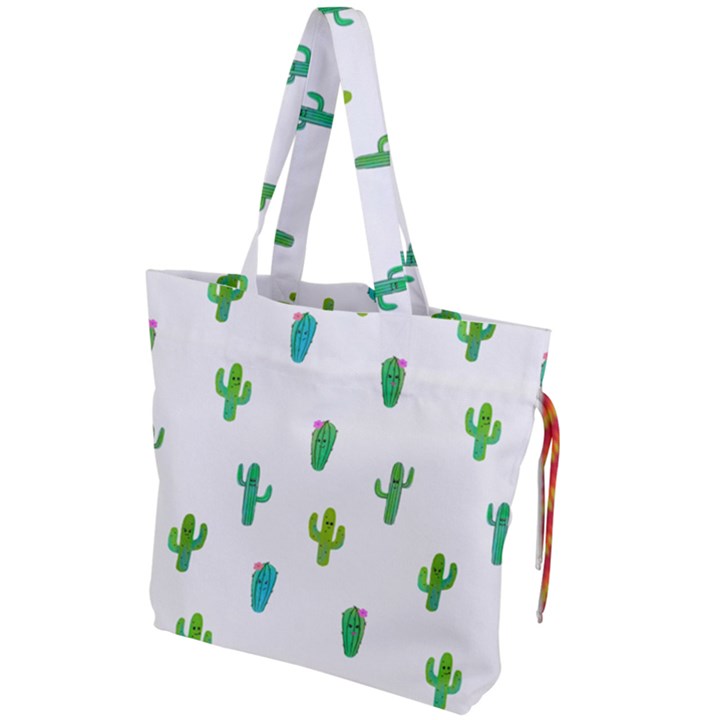 Funny Cacti With Muzzles Drawstring Tote Bag