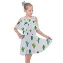 Funny Cacti With Muzzles Kids  Shoulder Cutout Chiffon Dress View1