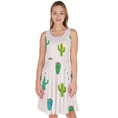 Funny Cacti With Muzzles Knee Length Skater Dress With Pockets by SychEva