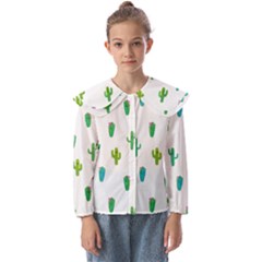 Funny Cacti With Muzzles Kids  Peter Pan Collar Blouse