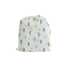 Green Cacti With Sun Drawstring Pouch (medium) by SychEva