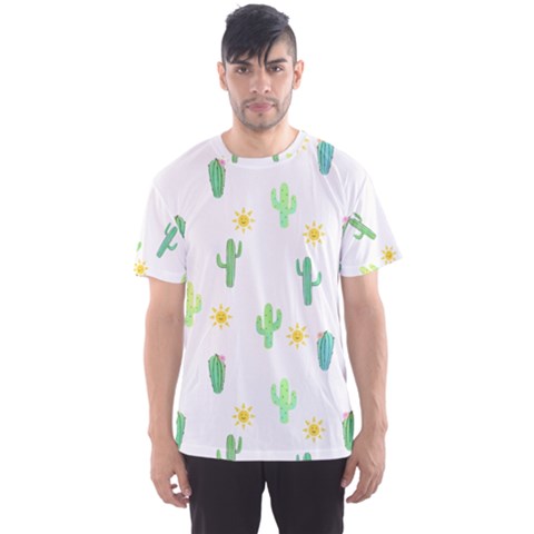 Green Cacti With Sun Men s Sport Mesh Tee by SychEva